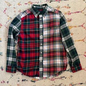 Ralph Lauren Flannel Shirt Boys Medium 10 12 Red and Green Plaid Patchwork